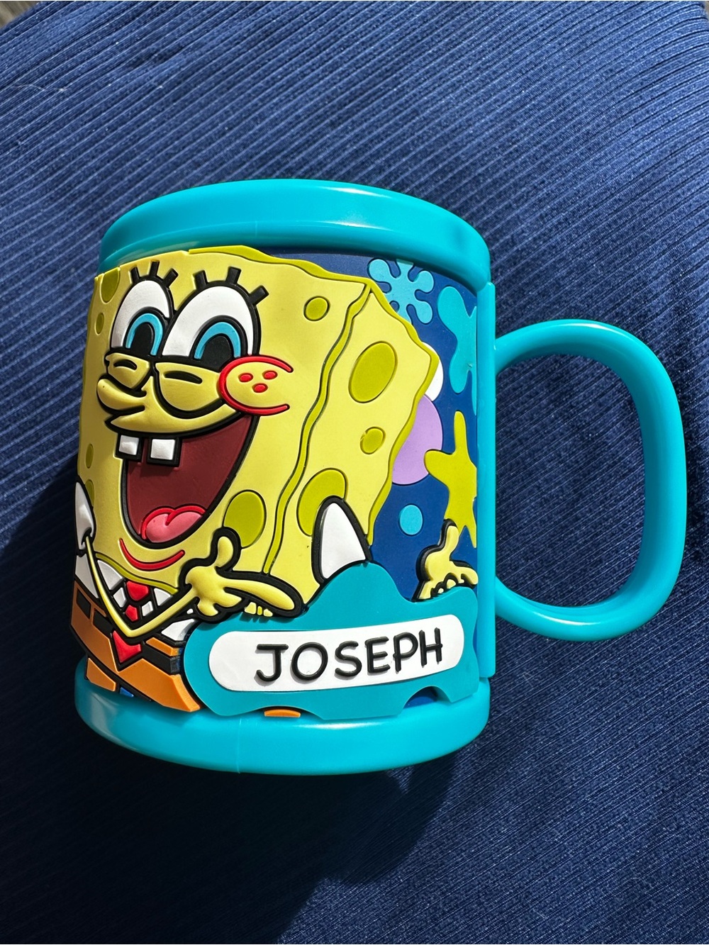 Personalized Kids SpongeBob Blue Travel Mug with Handle
